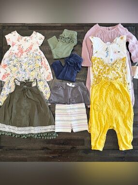 12m (1 NWT) Baby Girl Summer Clothes Lot | Earthy Floral Boho | Old Navy Grayson